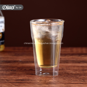 Vaso de cerveza de vidrio de doble pared